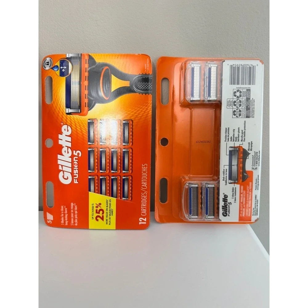 Gillette Fusion5 Razor Blade Refills Mens 24 Count Orange 5-Blade NWT